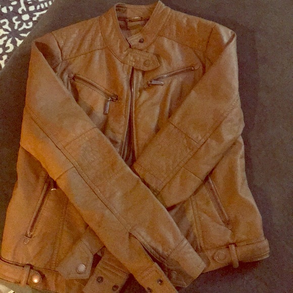 camel colored leather jacket womens